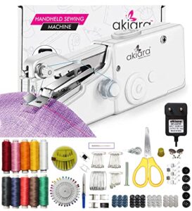 akiara - Makes life easy Handy Sewing Machine/Stitch Machine | Mini Silai Machine for Home Tailoring use with Sewing Kit and Thread Scissors, Needle All in One Sewing (Handy Sewing + Kit 3) white